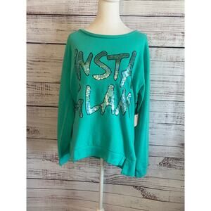 Juicy Courture "Insta Glam" sweatshirt Turquoise Sequin Size Large NWT